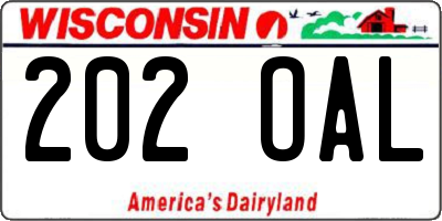 WI license plate 202OAL