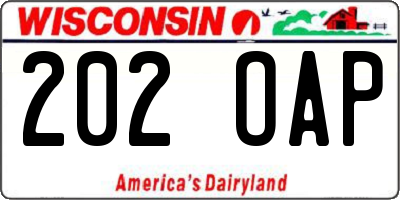 WI license plate 202OAP