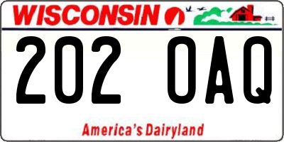 WI license plate 202OAQ