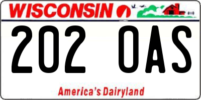 WI license plate 202OAS