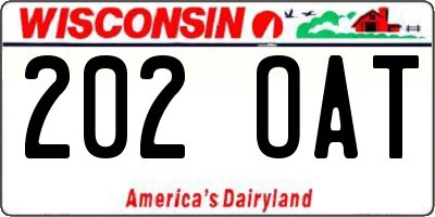 WI license plate 202OAT
