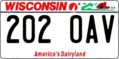 WI license plate 202OAV