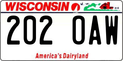 WI license plate 202OAW