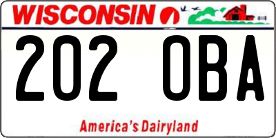 WI license plate 202OBA