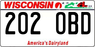 WI license plate 202OBD