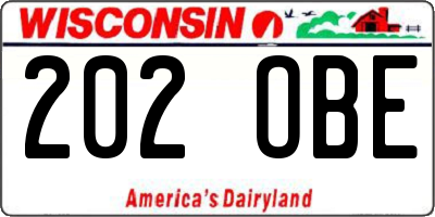 WI license plate 202OBE