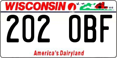 WI license plate 202OBF