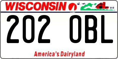 WI license plate 202OBL