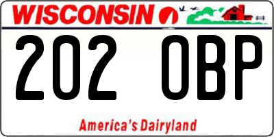 WI license plate 202OBP