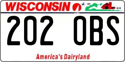 WI license plate 202OBS