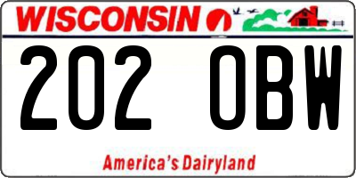 WI license plate 202OBW