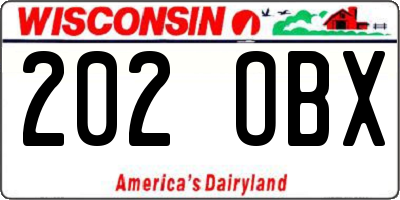 WI license plate 202OBX