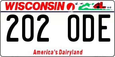WI license plate 202ODE