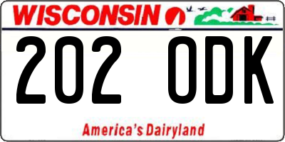WI license plate 202ODK