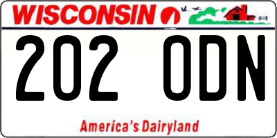 WI license plate 202ODN