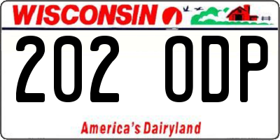 WI license plate 202ODP