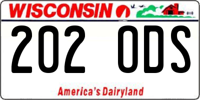 WI license plate 202ODS