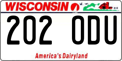 WI license plate 202ODU
