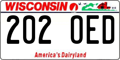 WI license plate 202OED