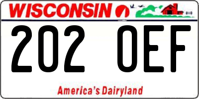 WI license plate 202OEF