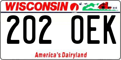 WI license plate 202OEK
