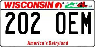 WI license plate 202OEM