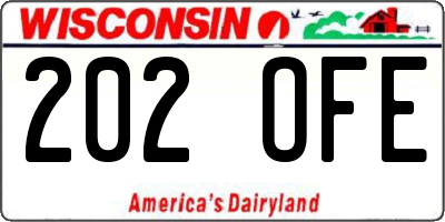 WI license plate 202OFE