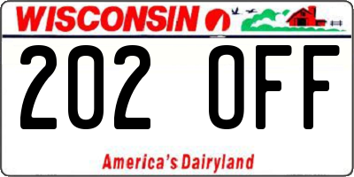WI license plate 202OFF