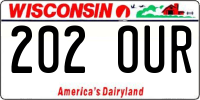 WI license plate 202OUR