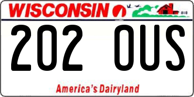 WI license plate 202OUS