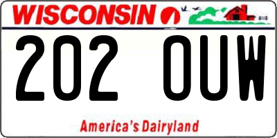 WI license plate 202OUW