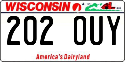 WI license plate 202OUY
