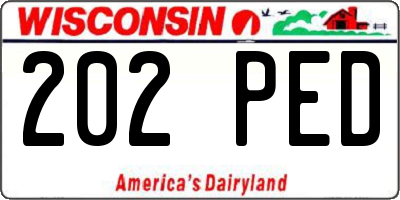 WI license plate 202PED