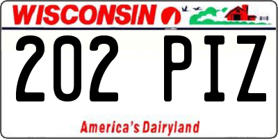 WI license plate 202PIZ