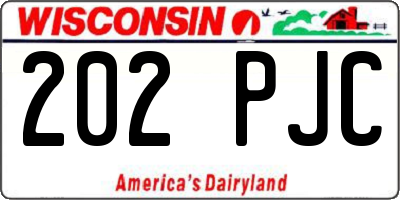 WI license plate 202PJC