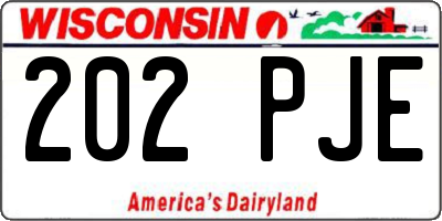 WI license plate 202PJE