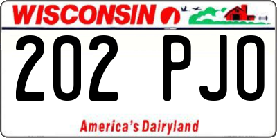 WI license plate 202PJO