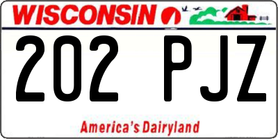 WI license plate 202PJZ