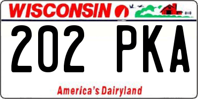 WI license plate 202PKA