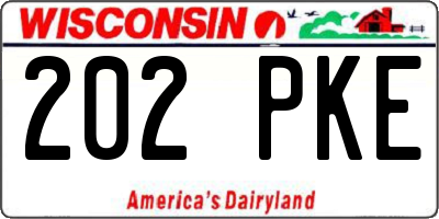 WI license plate 202PKE