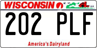 WI license plate 202PLF