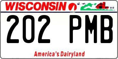 WI license plate 202PMB