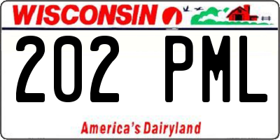 WI license plate 202PML