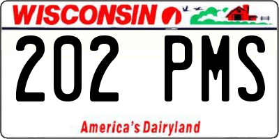 WI license plate 202PMS