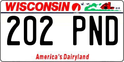 WI license plate 202PND