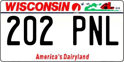 WI license plate 202PNL