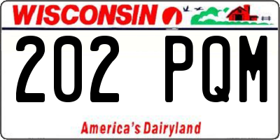 WI license plate 202PQM