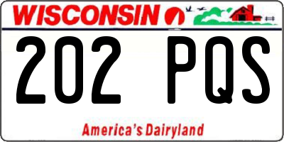 WI license plate 202PQS