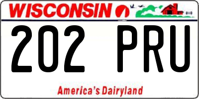 WI license plate 202PRU