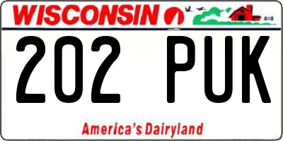 WI license plate 202PUK